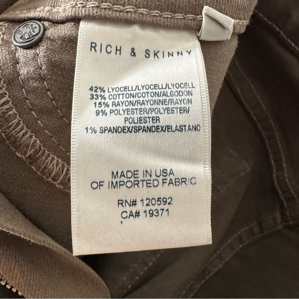 Rich & Skinny jeans brown croc print waxed coated jeans NWT - Picture 11 of 13